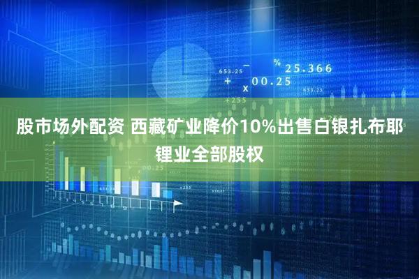 股市场外配资 西藏矿业降价10%出售白银扎布耶锂业全部股权
