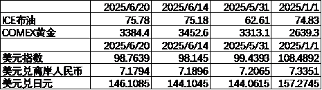 数据来源：Wind，中加基金；截至2025年6月20日；期货涨跌幅以结算价作为计算标准。